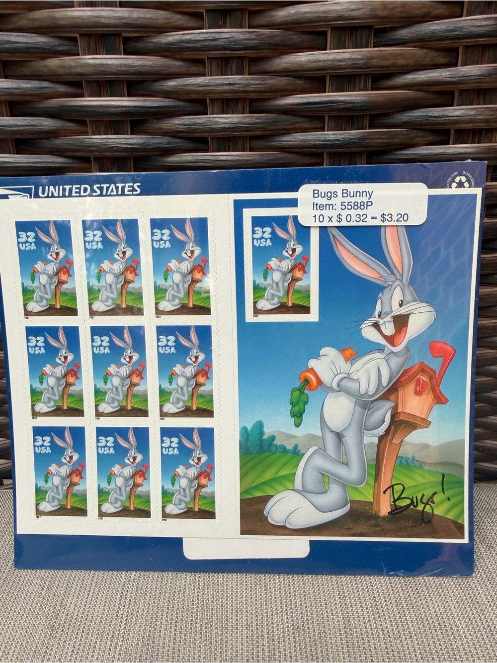 Bugs Bunny Themed Stamp Sheet - Blue